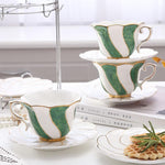 Scallop Style Tea Cup with Classic Handle and Saucer Set