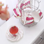 Scallop Style Tea Cup with Classic Handle and Saucer Set