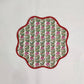 Scalloped Green and Red Floral Cotton Placemats