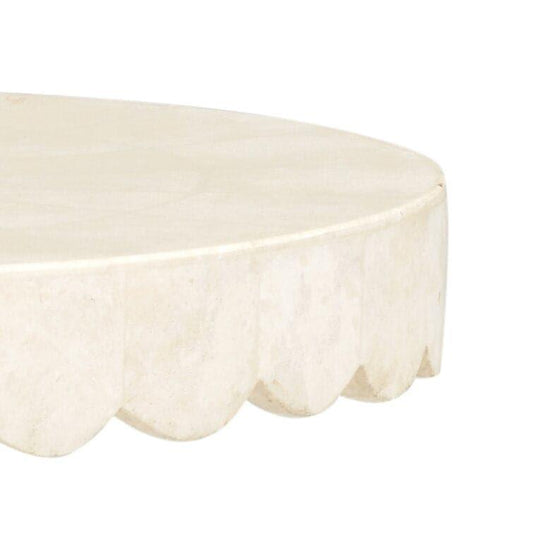 Scalloped Marble Brass End Table - MAIA HOMES