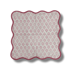 Scalloped Pink Floral Block Print Cotton Napkins