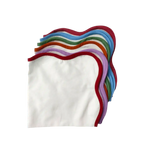 Scalloped Plain White Napkins with Colored Trim