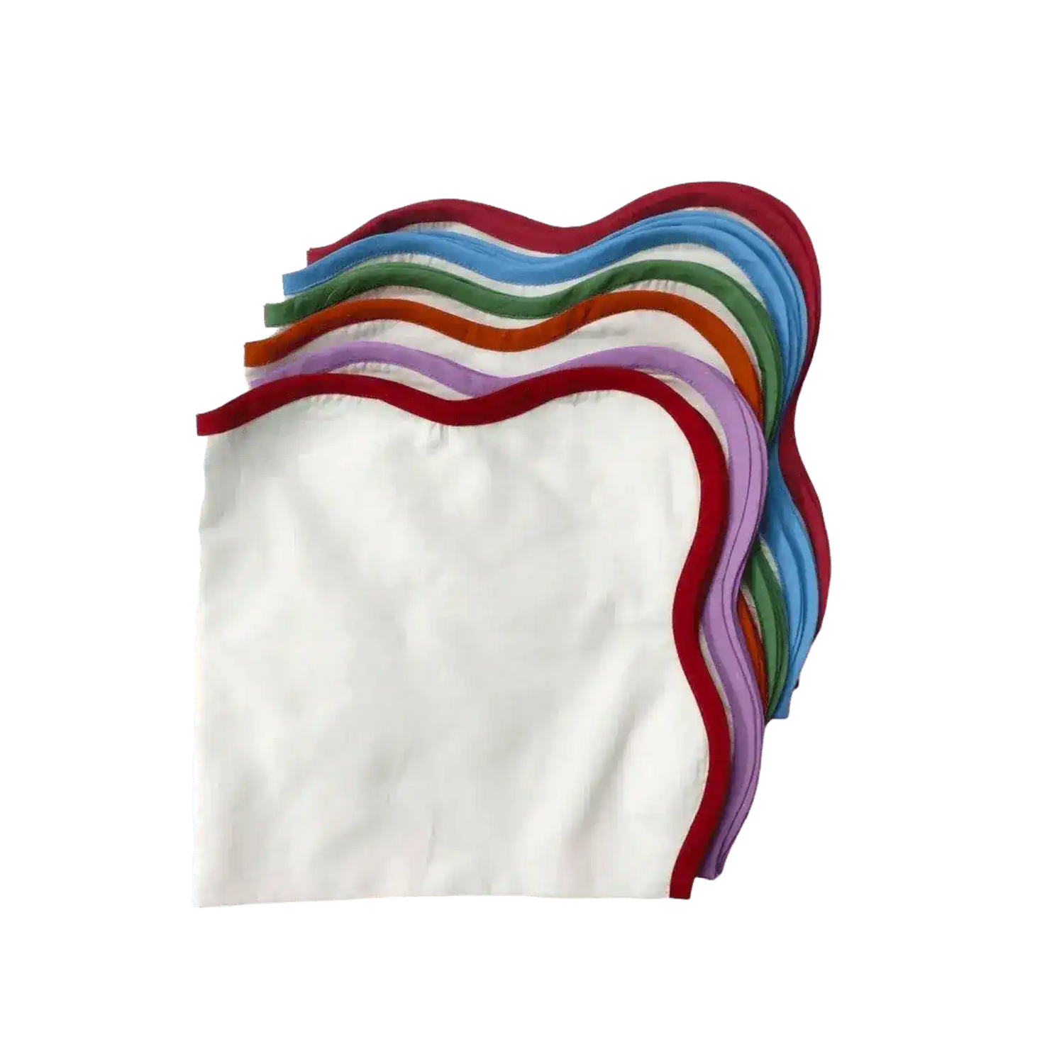 Scalloped Plain White Napkins with Colored Trim