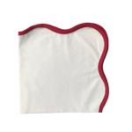 Scalloped Plain White Napkins with Colored Trim