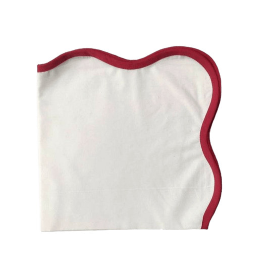 Scalloped Plain White Napkins with Colored Trim - MAIA HOMES
