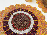 Scalloped Round Beaded Placemat - Pumpkin