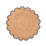 Scalloped Round Jute Rug - Black Trim