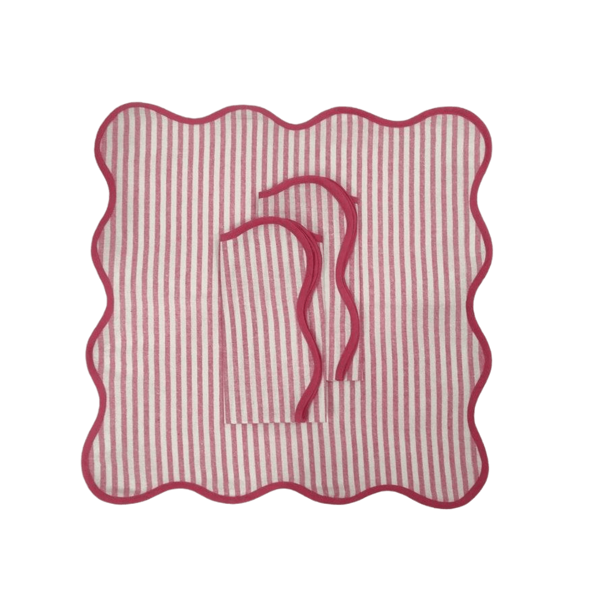 Scalloped Stripe Cotton Napkins - Set of 4