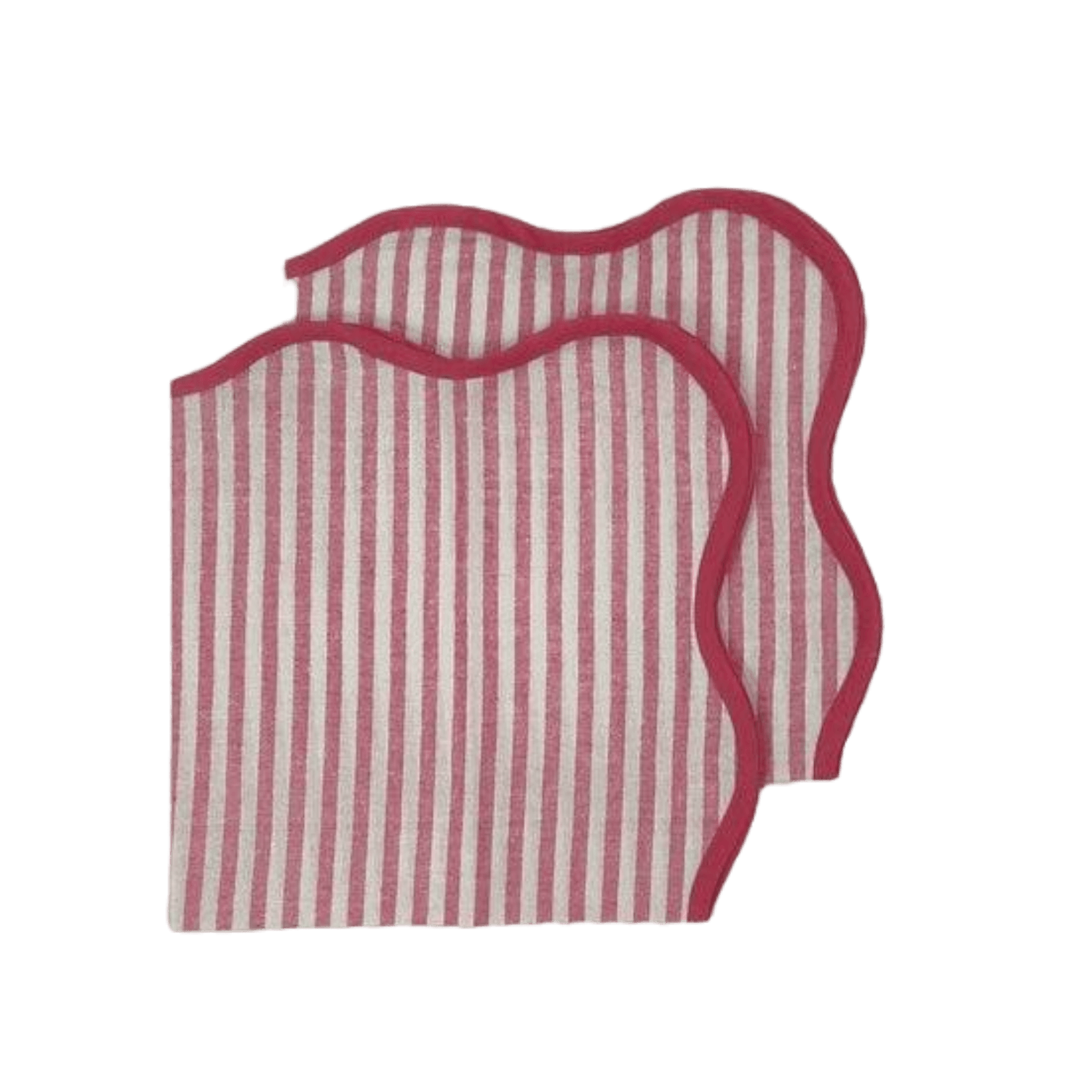 Scalloped Stripe Cotton Napkins - Set of 4