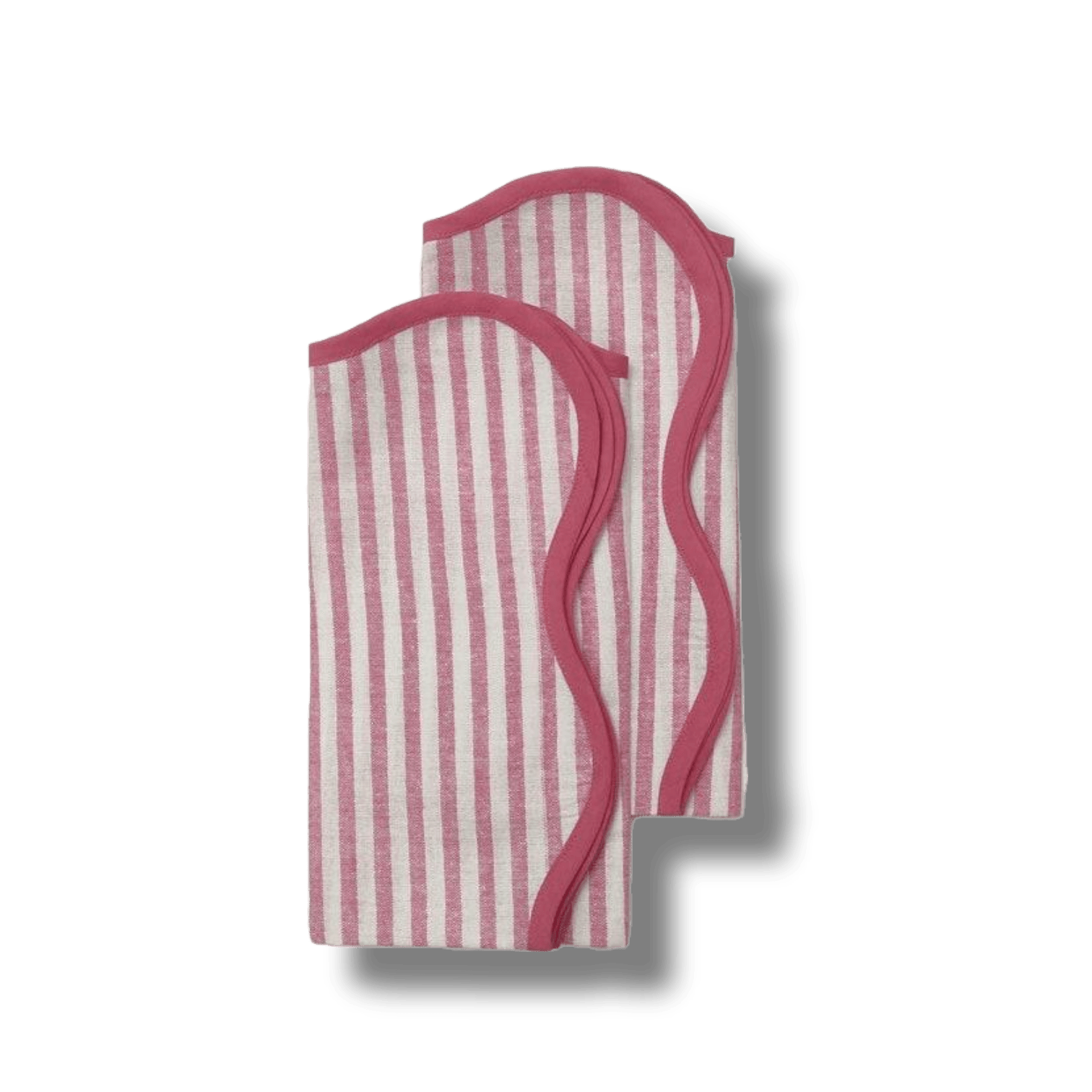 Scalloped Stripe Cotton Napkins - Set of 4 - MAIA HOMES