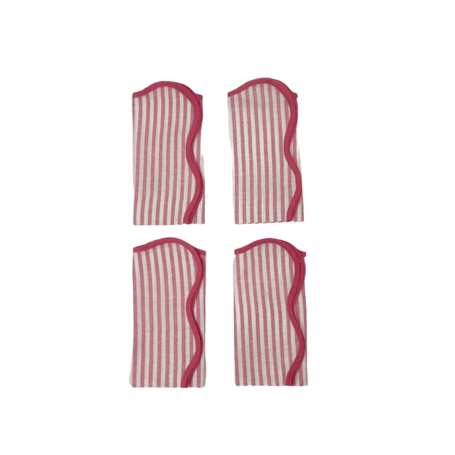 Scalloped Stripe Cotton Napkins - Set of 4