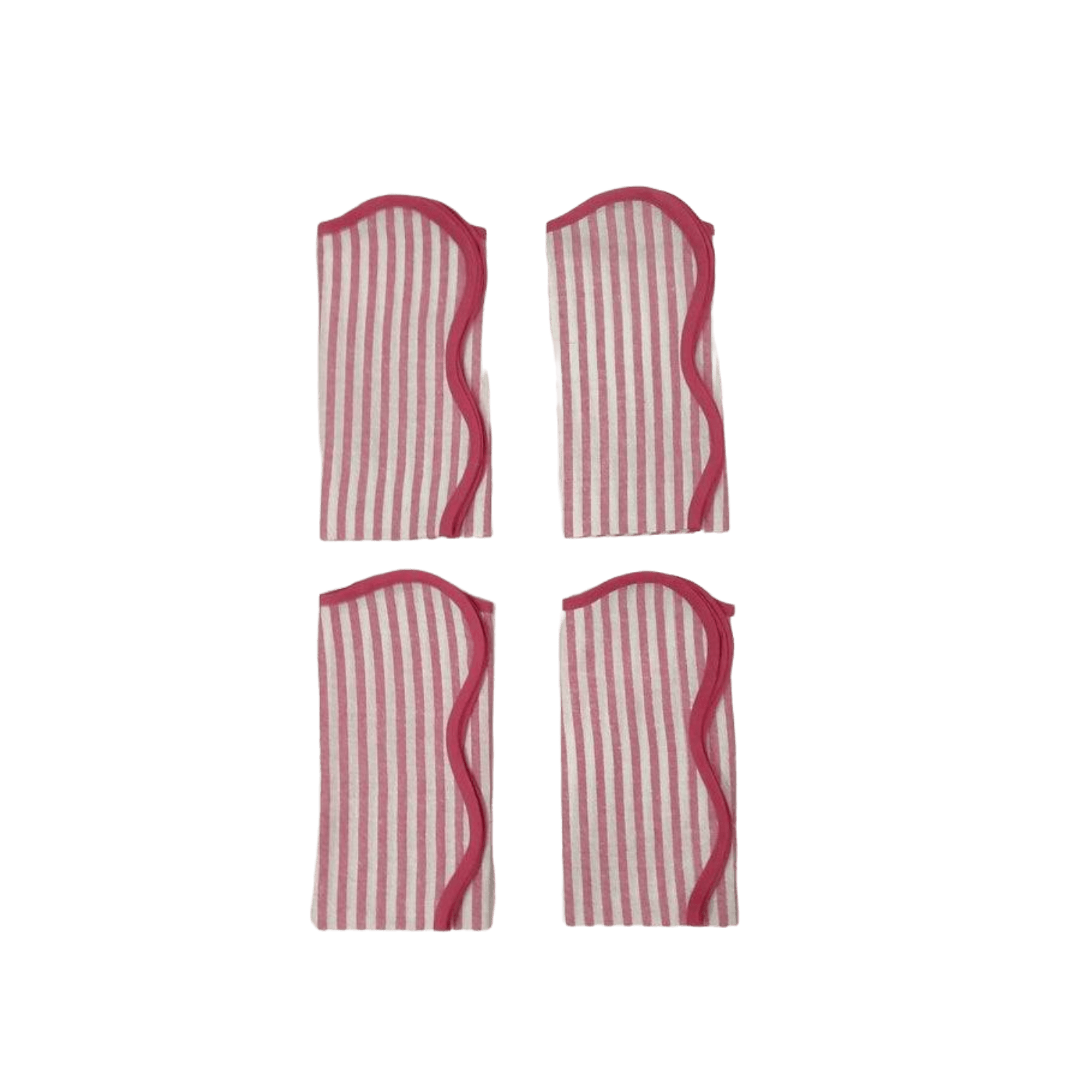 Scalloped Stripe Cotton Napkins - Set of 4 - MAIA HOMES