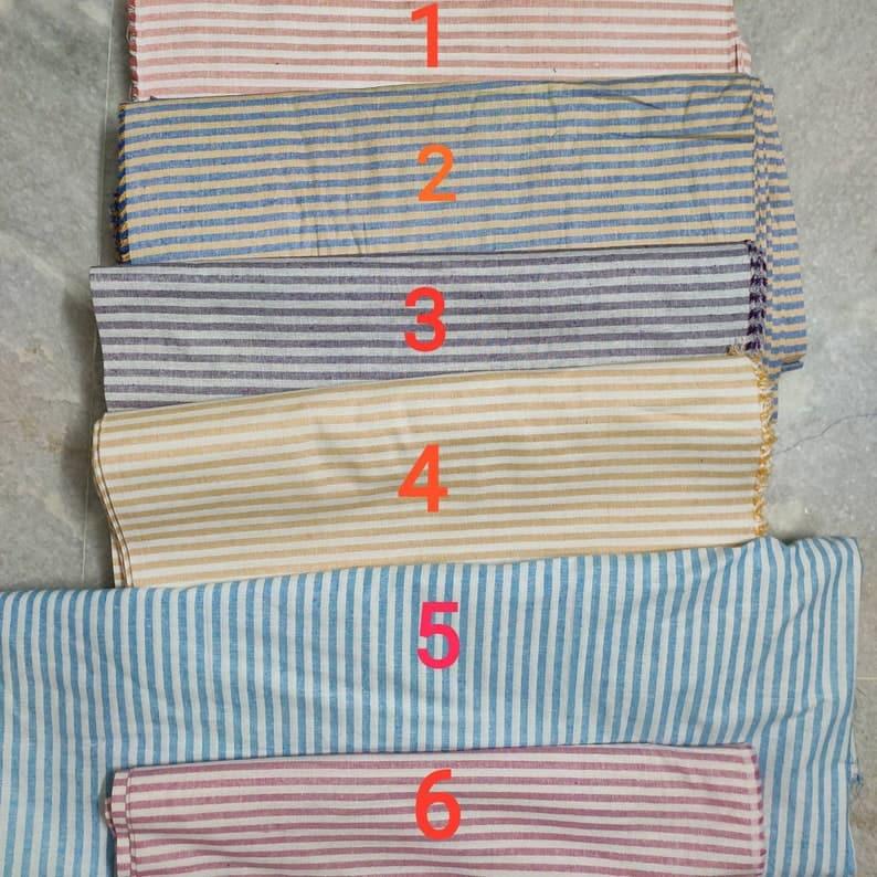 Scalloped Stripe Cotton Napkins - Set of 4