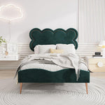 Scalloped Velvet Tufted Upholstered Platform Bed