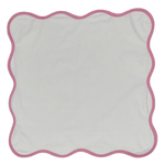 Scalloped White Square Cotton Napkins Light Pink