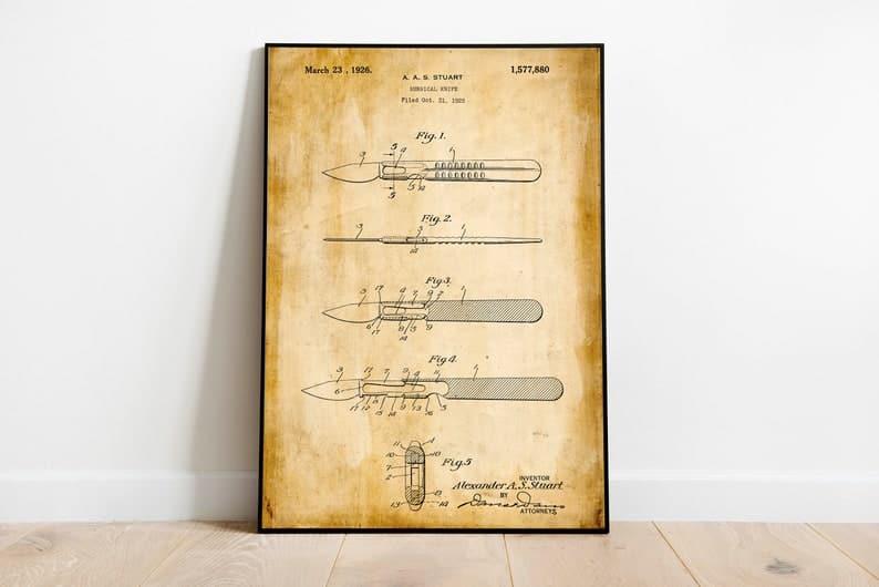 Scalpel Patent Print| Framed Art Print