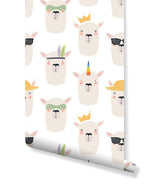 Scandinavian Cartoon Llama Face Wallpaper