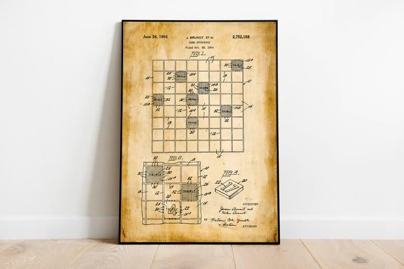 Scrabble Patent Print| Framed Art Print