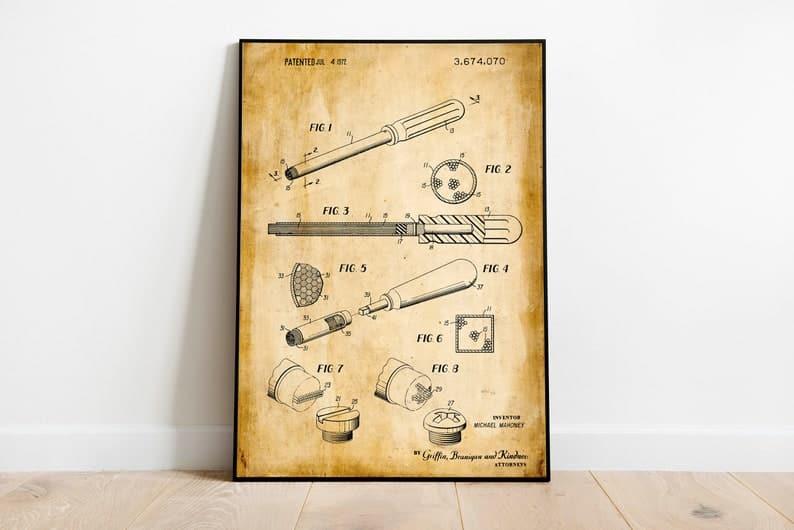 Screwdriver Patent Print| Framed Art Print