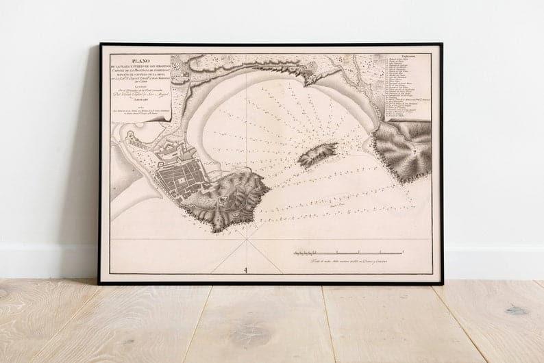 Sea Chart of San Sebastian 1787| Guipuzcoa Maps