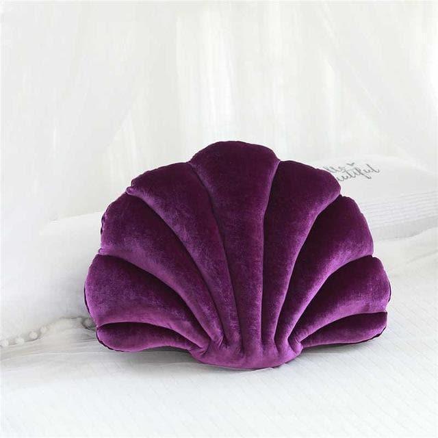 Sea Shell Plush Stuffed Pillow dark purple