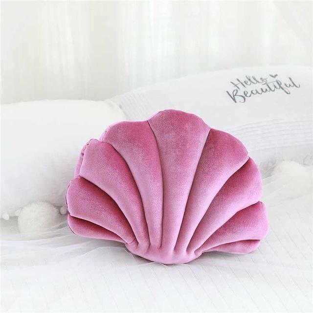 Sea Shell Plush Stuffed Pillow wine red