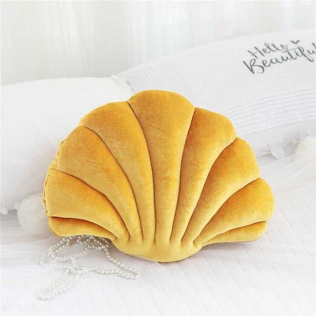 Sea Shell Plush Stuffed Pillow yellow