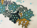 Sea turtle and Coral Coastal Beaded Table Runner