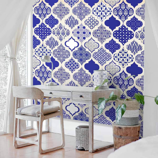 Seamless Blue Turkish Tile Pattern Wallpaper