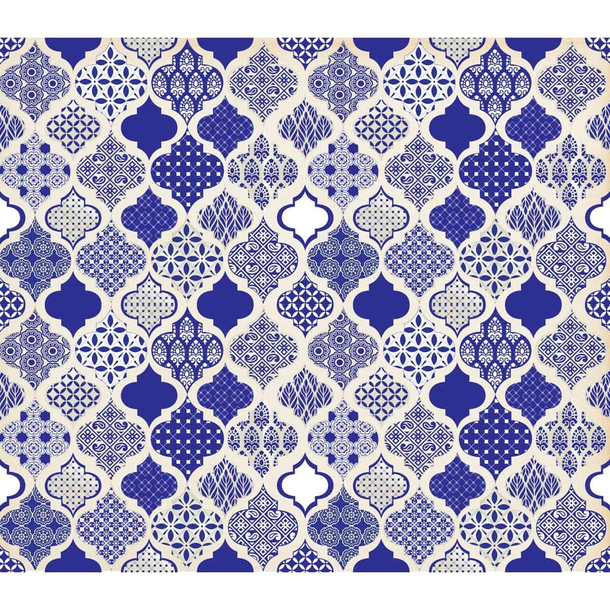 Seamless Blue Turkish Tile Pattern Wallpaper