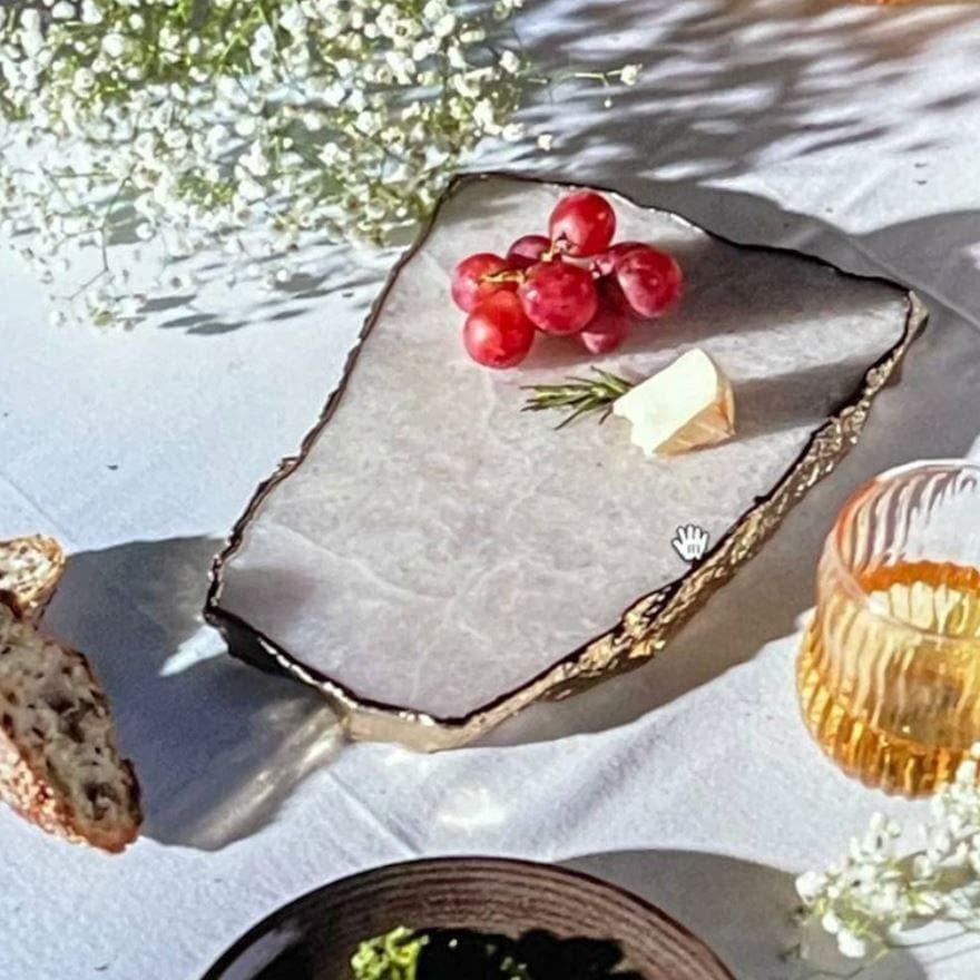 Serein Decor Agate Cheese Board with Gold Trim - MAIA HOMES
