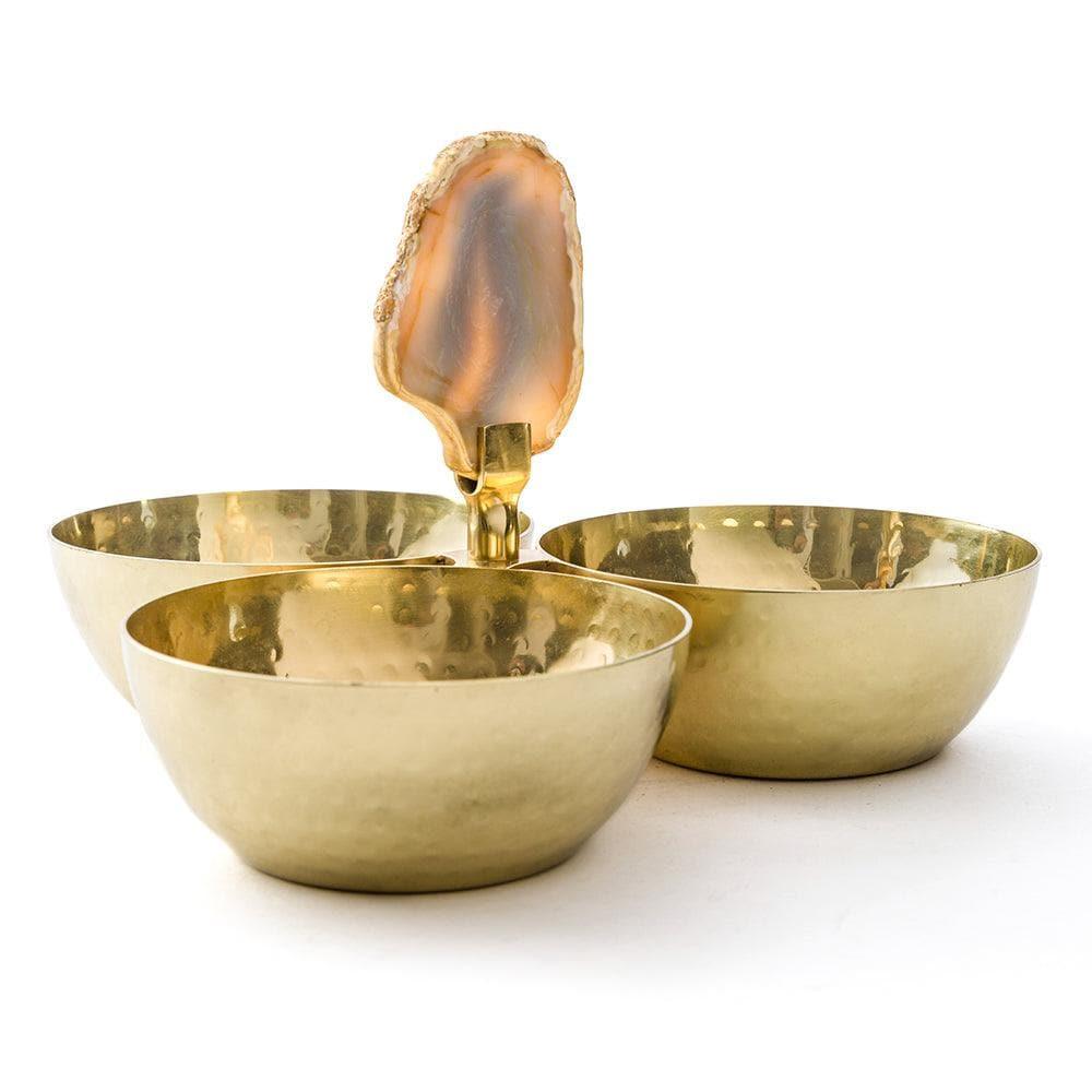 Serein Decor Agate Stainless Steel 3 Bowl Caddy - MAIA HOMES