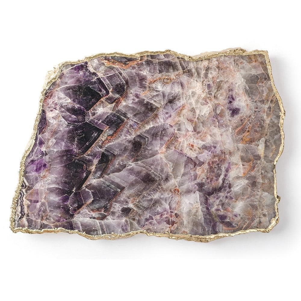 Serein Decor Amethyst Agate Cheese Board with Gold Trim - MAIA HOMES
