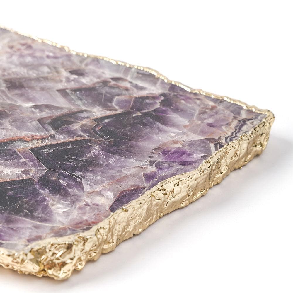 Serein Decor Amethyst Agate Cheese Board with Gold Trim - MAIA HOMES