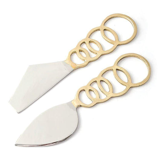 Serein Decor Gold Brass Cheese Knife Set of 2 - MAIA HOMES
