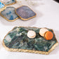 Serein Decor Green Aventurine Agate Cheese Board with Gold Trim