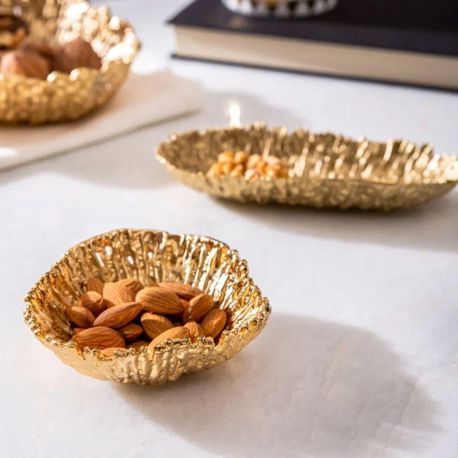 Serein Decor Heirloom Gold Organic Shape Nut Bowls - MAIA HOMES