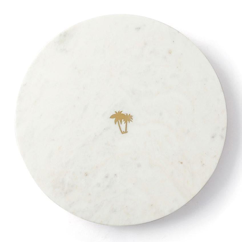 Serein Decor White & Gold Palm Tree Serving Platter - MAIA HOMES