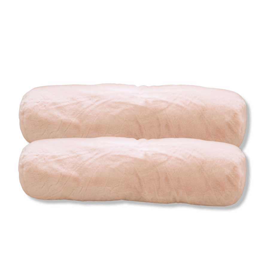 Set of 2 Faux Fur Bolster Pillows with Adjustable Insert - 8" x 30" - MAIA HOMES