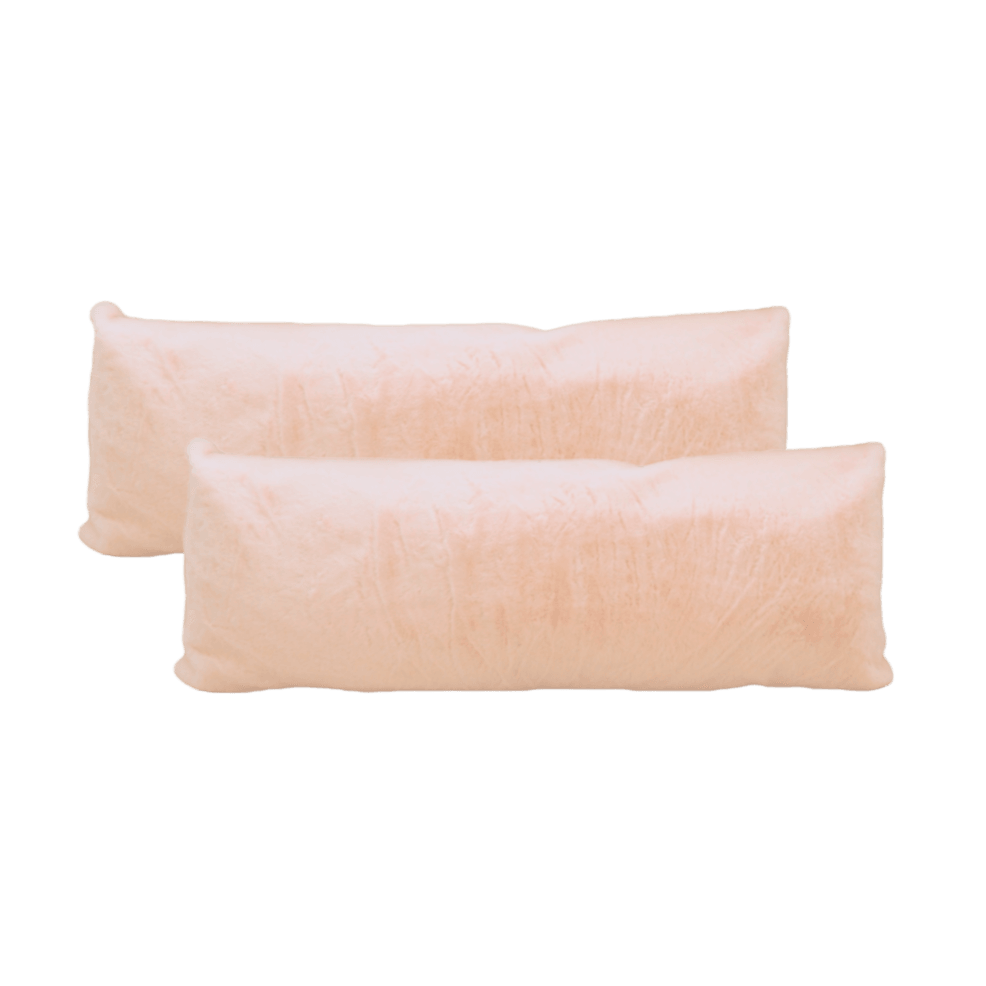 Set of 2 Faux Fur Lumbar Pillows with Adjustable Insert - 14" x 34" Pink