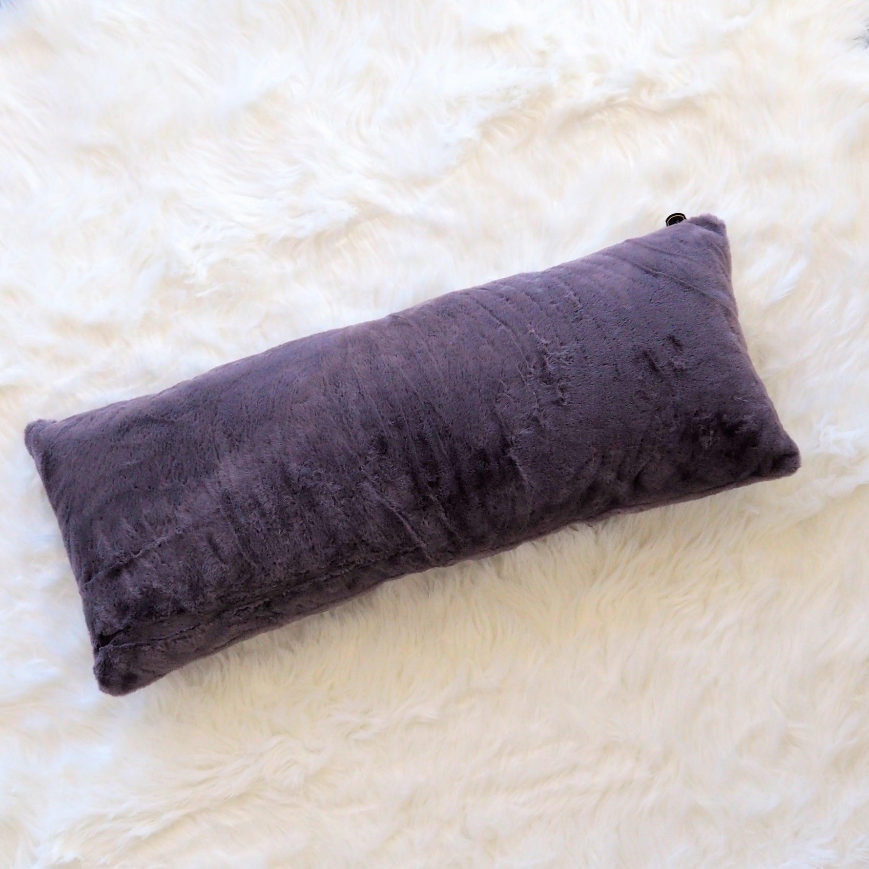 Set of 2 Faux Fur Lumbar Pillows with Adjustable Insert - 14" x 34"