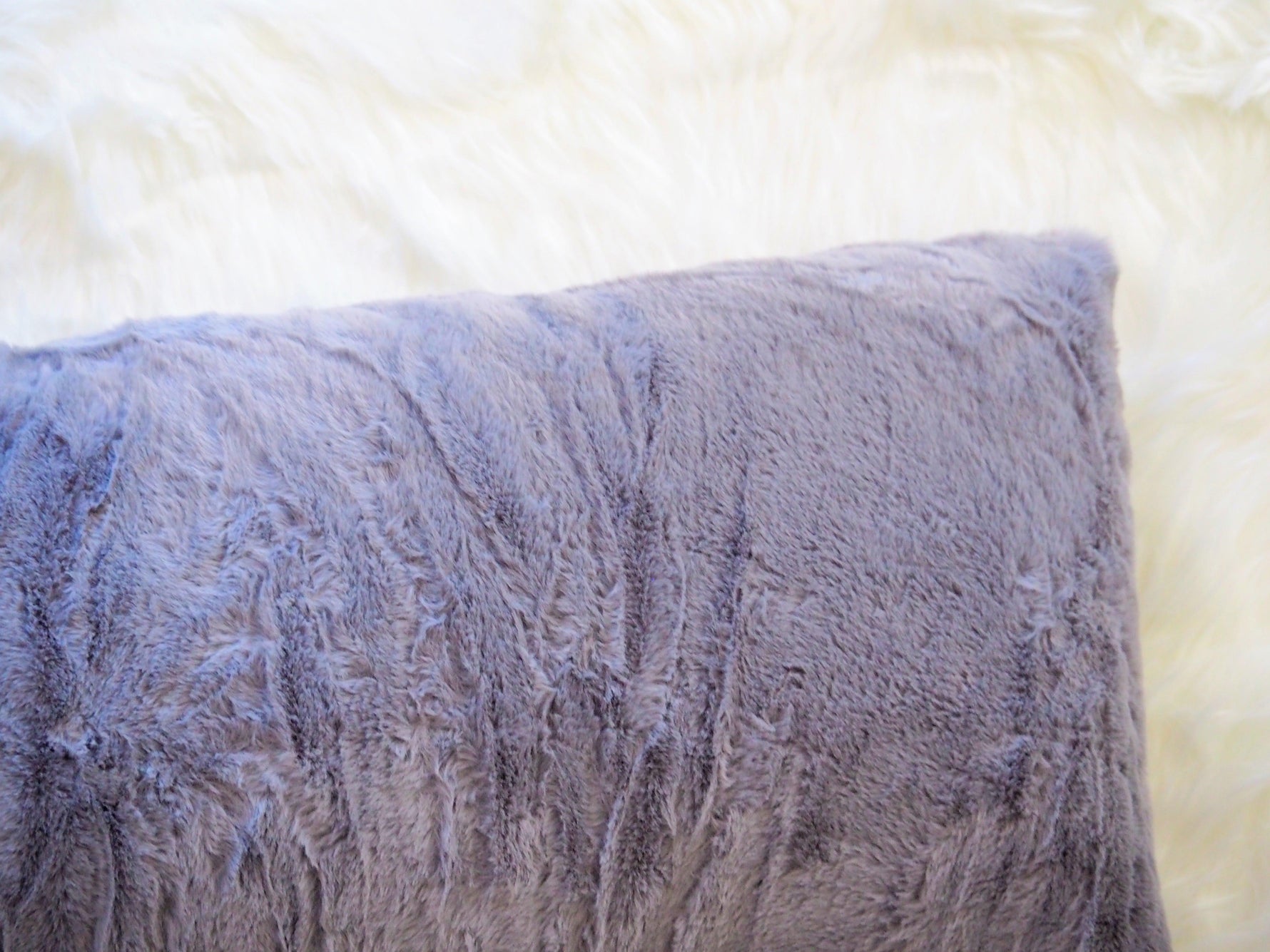 Set of 2 Faux Fur Lumbar Pillows with Adjustable Insert - 14" x 34"