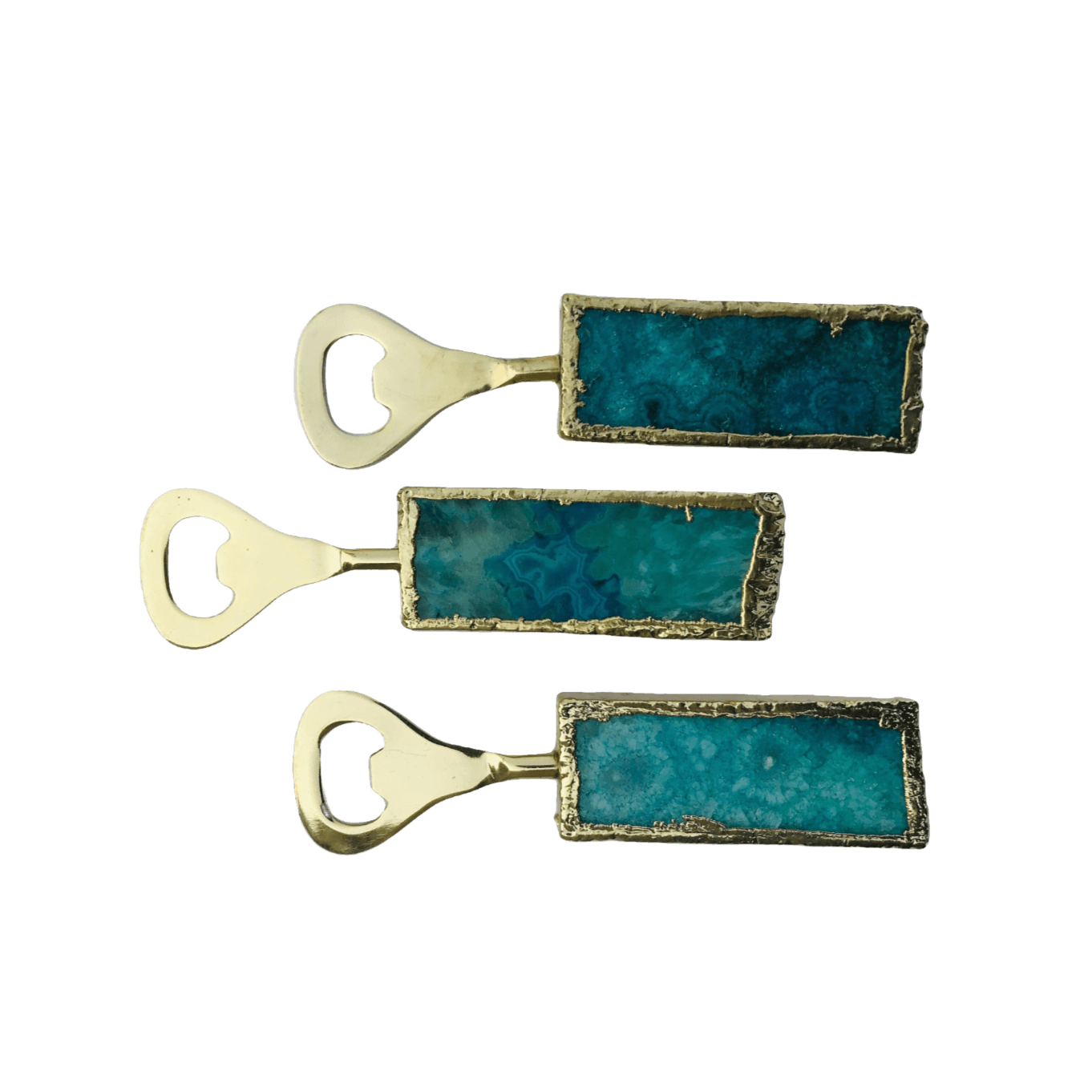 Set of 3 Aqua Agate Bottle Opener