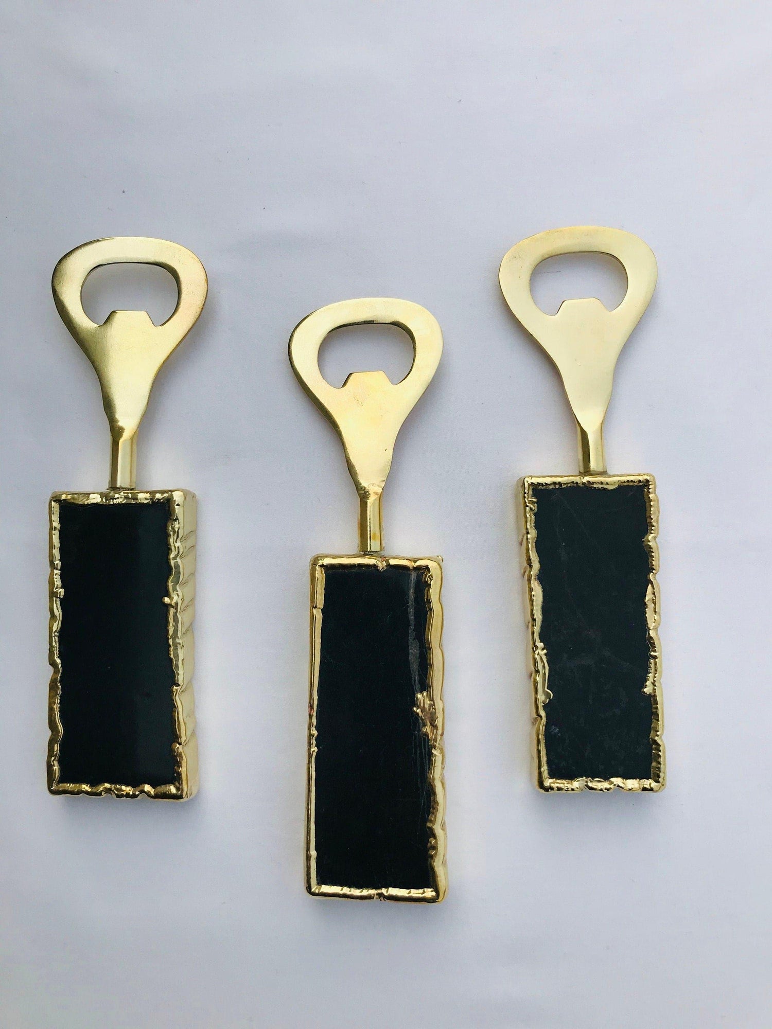 Set of 3 Black Agate Bottle Openers