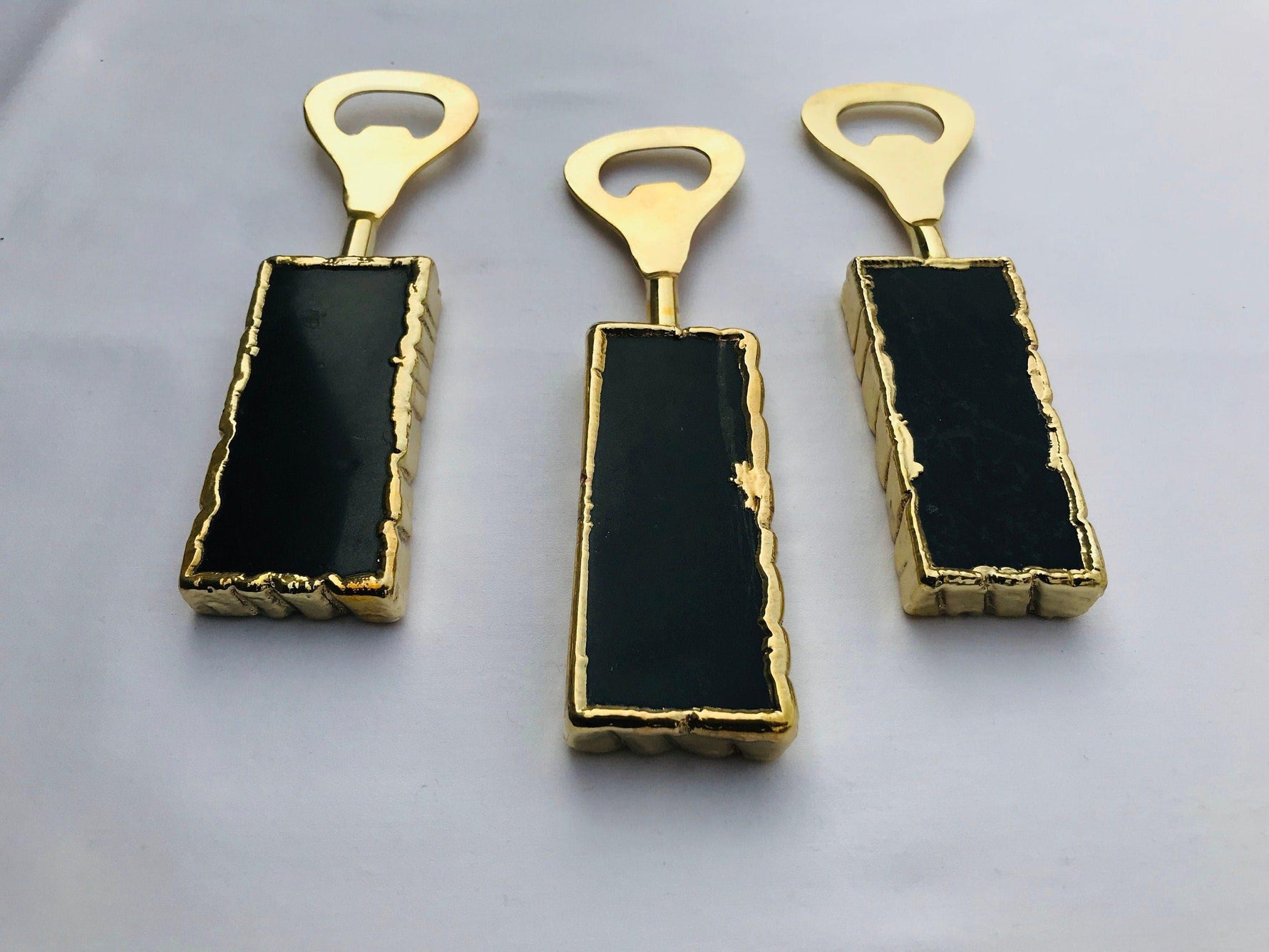 Set of 3 Black Agate Bottle Openers