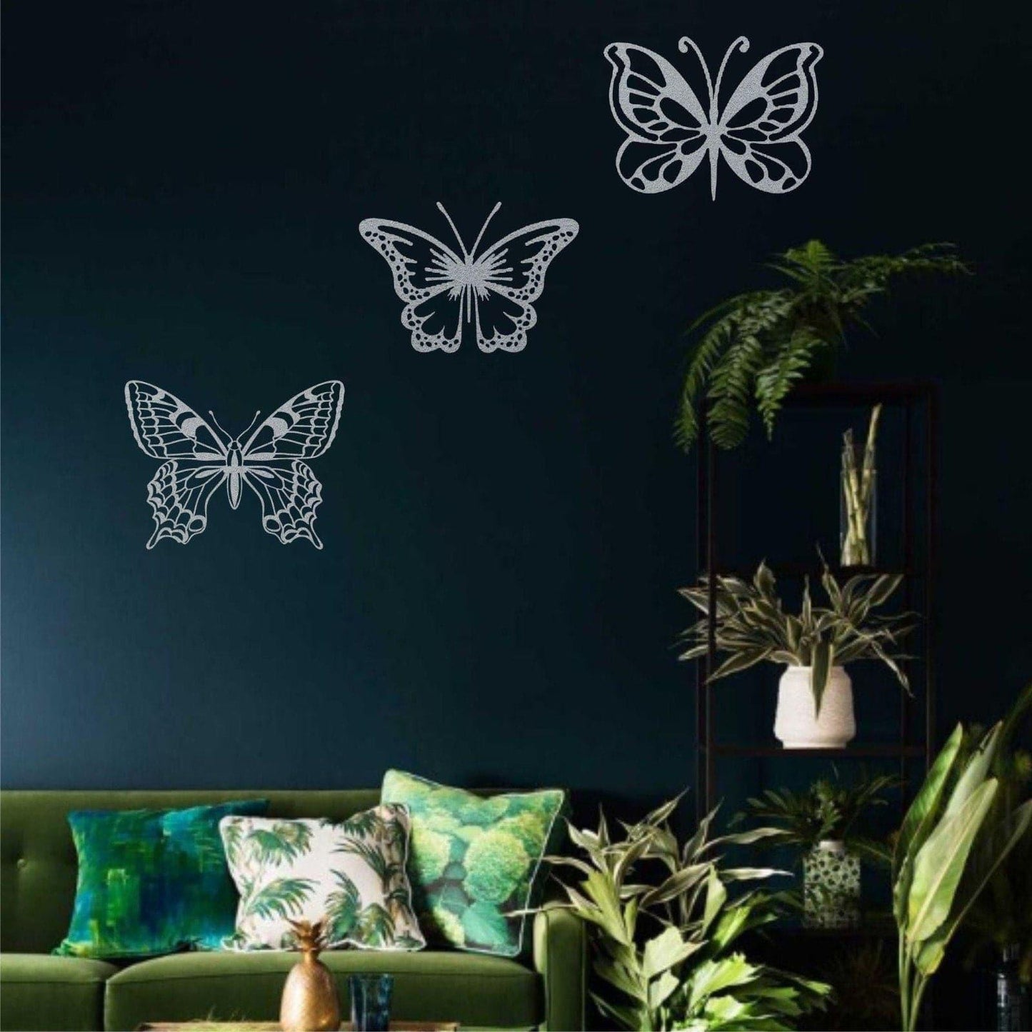 Set of 3 Butterflies Metal Wall Decor - MAIA HOMES