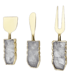 Set of 3 Clear Quartz Agate Cheese Knives Spreaders Default Title