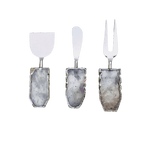 Set of 3 Clear Quartz Agate Cheese Knives Spreaders