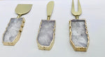 Set of 3 Clear Quartz Agate Cheese Knives Spreaders