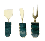 Set of 3 Green Agate Cheese Knives Spreaders Default Title